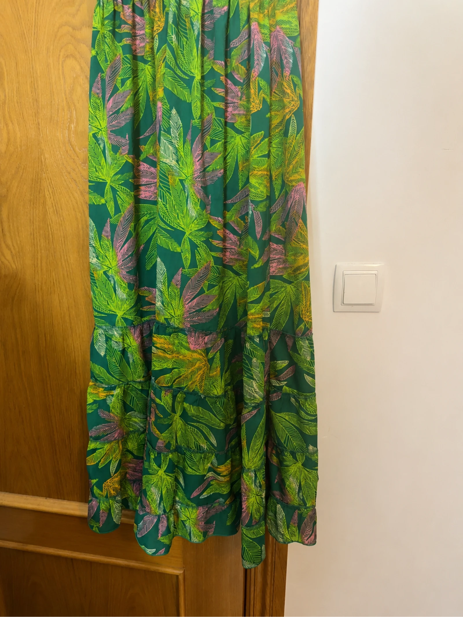 Tropisch groen lange jurk met elastische taille L – photo 3